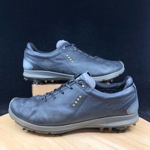 Ecco Mens Gore Tex Black Yak Leather Hybrid 3 Golf Shoes Size 9